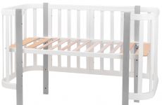 Ліжечко Babyroom Місяць білий - сірий, 120x60 см, 4 рівні, матеріал вільха/бук